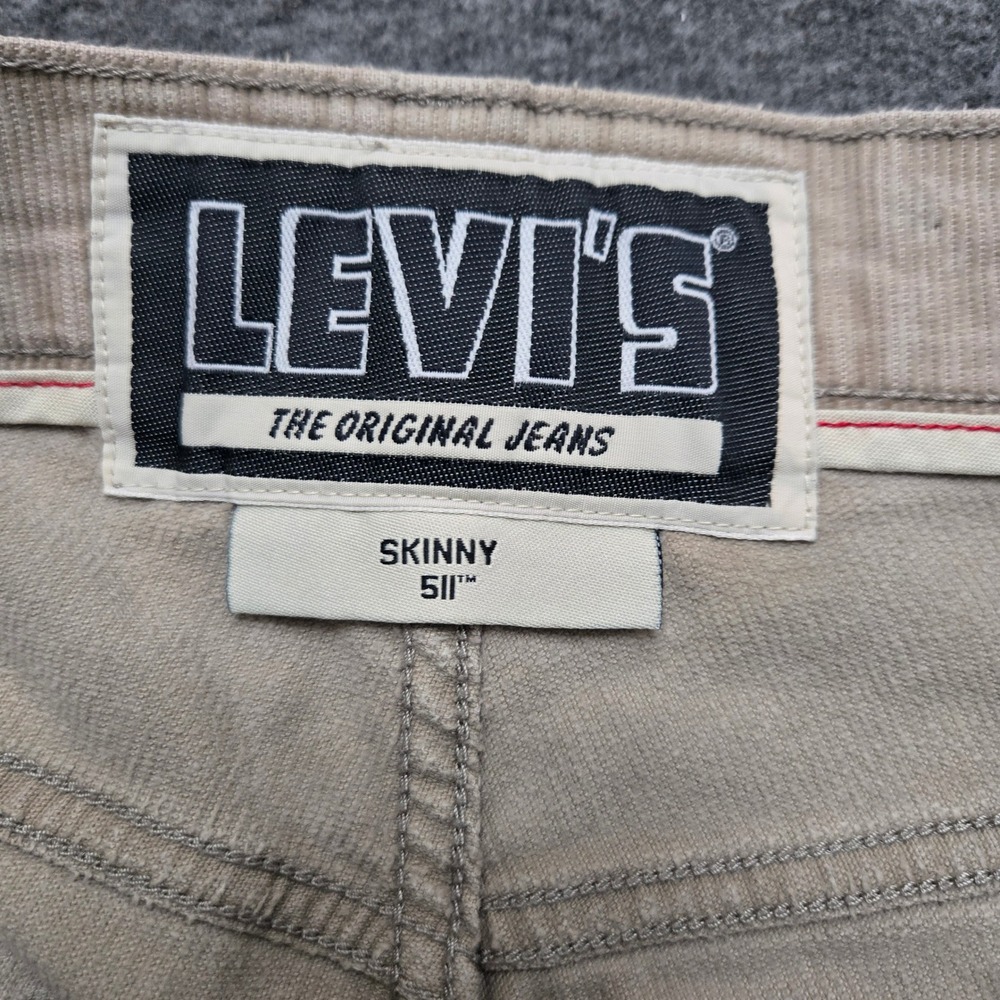 Levi 511 Skinny Corduroy Pants Mens 36x32  Khaki Indie Sleaze Skater 90s Retro